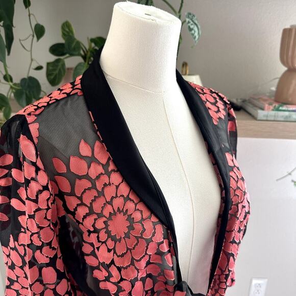 Alex Evenings Tie Front Blouse S Velvet Burnout Floral Whimsigoth Romantic Goth - Picture 4 of 9